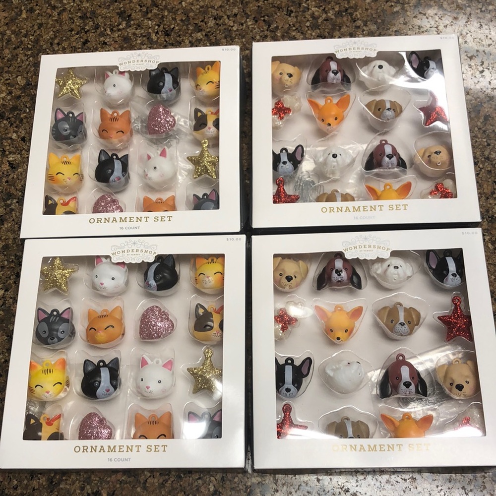 Four boxes of Christmas ornaments